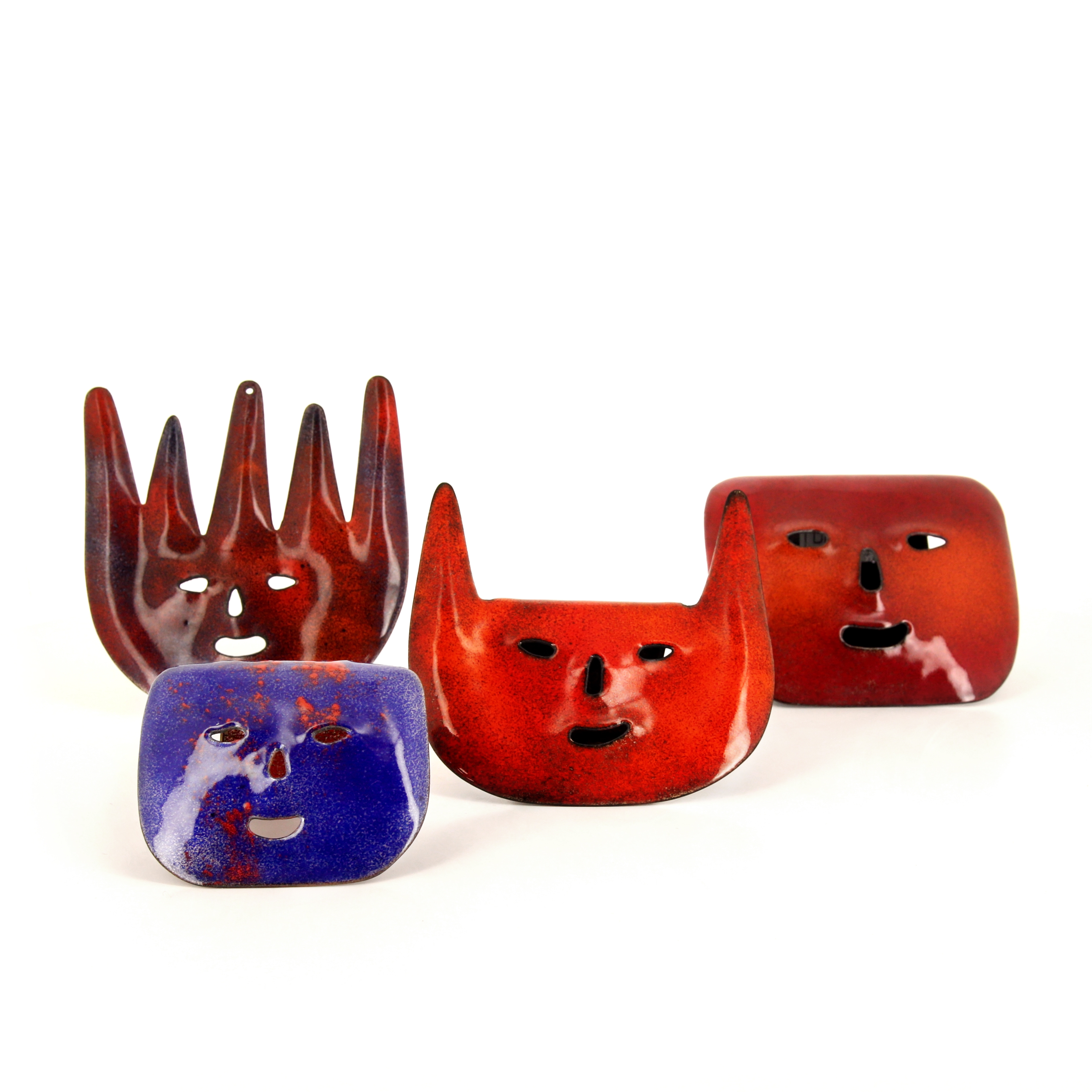 Gio Ponti, "Maschera", sculpture enamel on copper, De Poli production, signed by the enameller, of 1950's