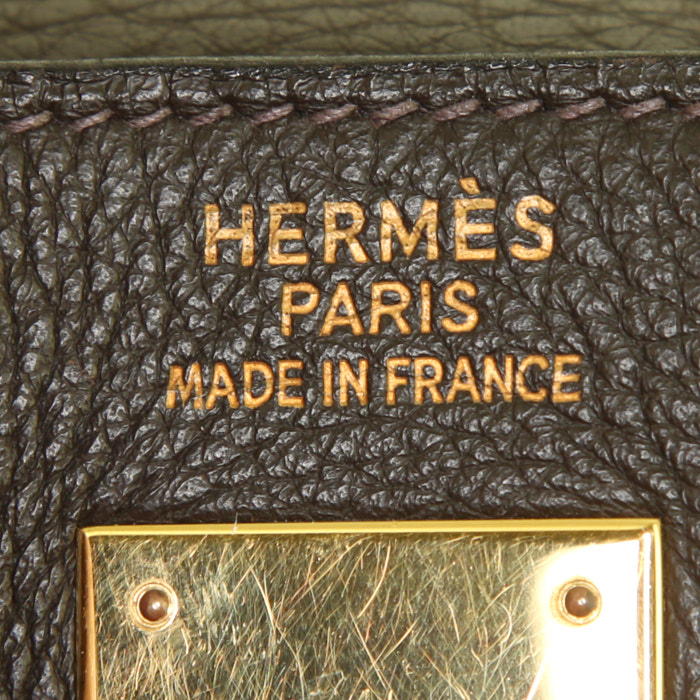 Hermes Kelly 35 cm handbag in brown togo leather - Detail D4