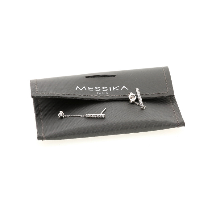 Paire de boucles d'oreilles Messika Gatsby petit modèle en or blanc 14k et diamants - Detail D2