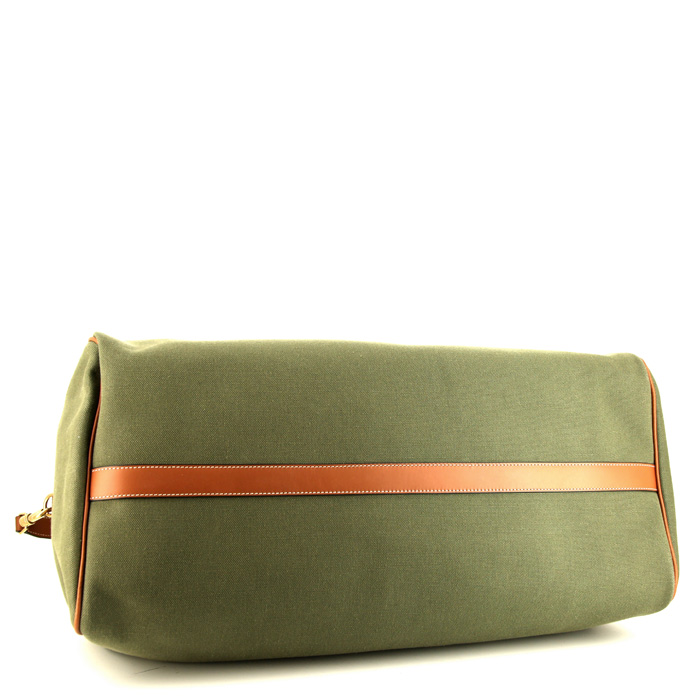 Bolsa de viaje Celine en lona caqui y cuero natural - Detail D5
