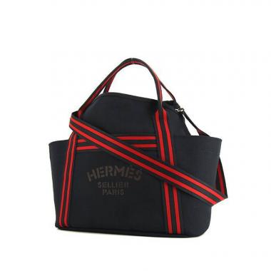 Shopping bag Hermès Sellier in tela blu e rossa