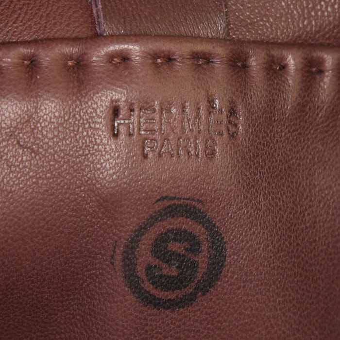 Borsa a tracolla Hermès Toudou in pelle marrone - Detail D3