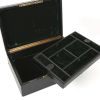 Hermès, rare jewellery box, in black box leather, inside with a compartment lined with green velvet, signed, around 1960/70 - Detail D3 thumbnail