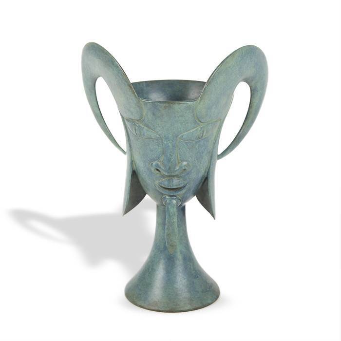Jean Cocteau, "Petit Faune", sculpture or vase in green patinated bronze, Artcurial edition, signed, numbered and dated, with its certificate of authenticity, designed in 1958, edited around the 1990's - 00pp