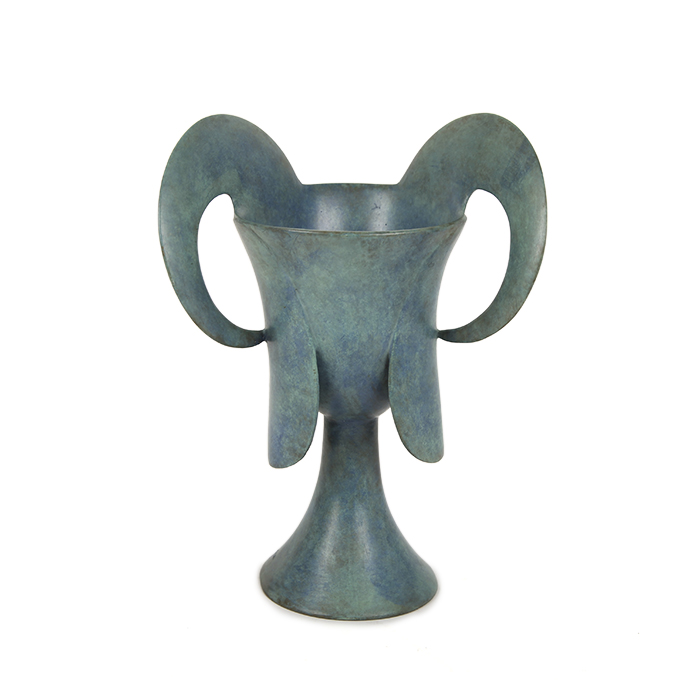 Jean Cocteau, "Petit Faune", sculpture or vase in green patinated bronze, Artcurial edition, signed, numbered and dated, with its certificate of authenticity, designed in 1958, edited around the 1990's