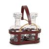 Hermès, decanter-holder, in burgundy box leather stichted, golden brass and decanters in Baccarat crystal, signed, from the 1950's - Detail D1 thumbnail
