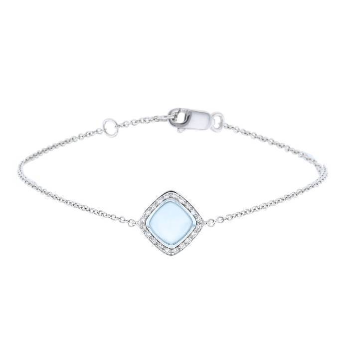 Fred Pain de Sucre small model bracelet in white gold,  diamonds and topaz - 00pp