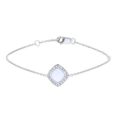 Fred Pain de Sucre small model bracelet in white gold,  diamonds and chalcedony
