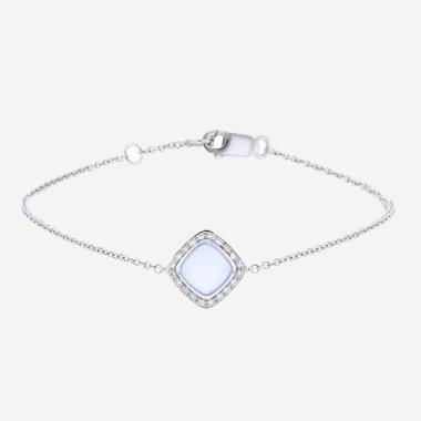 Fred Pain de Sucre small model bracelet in white gold,  diamonds and chalcedony