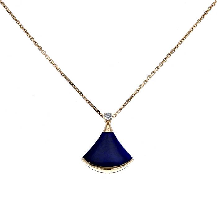 Necklace pendant skirt shape 14 carat pink gold set with 0.40 carat ro -  Olivacom