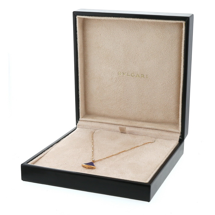 Bulgari Diva's Dream small model necklace in pink gold,  lapis-lazuli and diamond - Detail D2