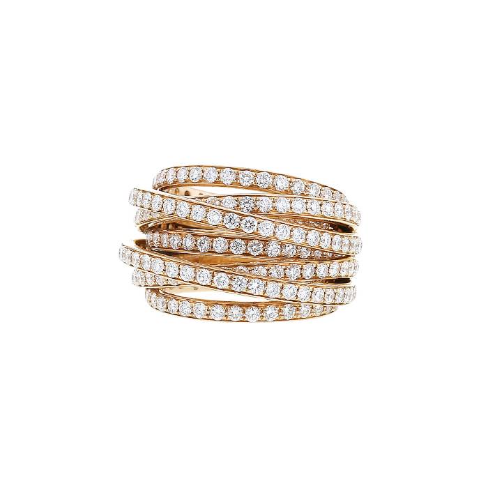 De Grisogono Allegra large model ring in pink gold and diamonds - 00pp