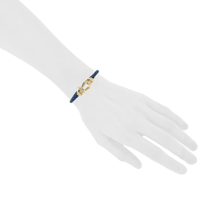 Fred Force 10 large model bracelet in yellow gold,  diamonds and stainless steel - Detail D1