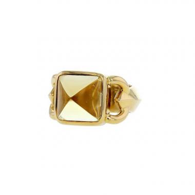 Anello Hermes Médor in oro giallo e quarzo citrino