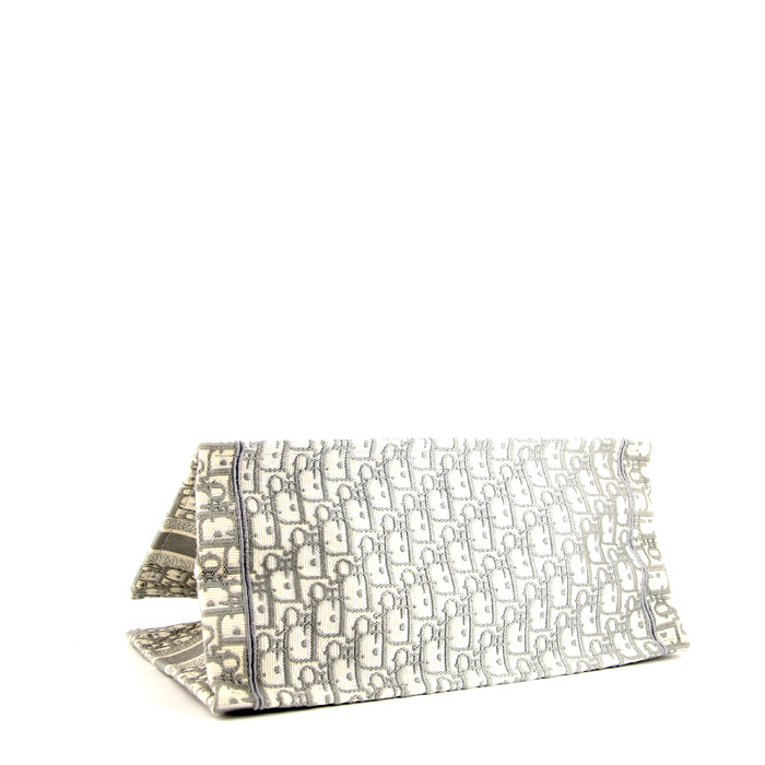 Shopping bag Dior Book Tote modello medio in tela monogram grigia e bianca - Detail D4