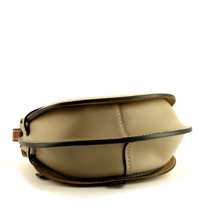 Loewe Gate shoulder bag in gold, taupe and brown tricolor leather - Detail D4