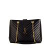 Saint Laurent College shopping bag in black chevron quilted leather - 360 thumbnail