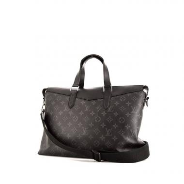 Borsa portadocumenti Louis Vuitton Explorer in tela monogram grigia e pelle nera