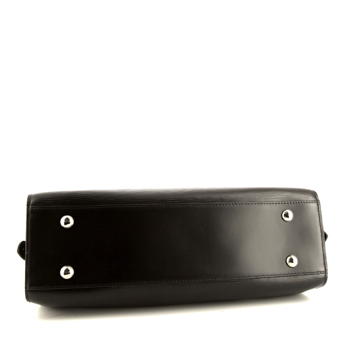 Bolso de mano Louis Vuitton Montaigne en cuero Epi negro - Detail D4