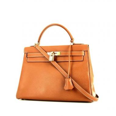 Bolso de mano Hermes Kelly 32 cm en cuero color oro