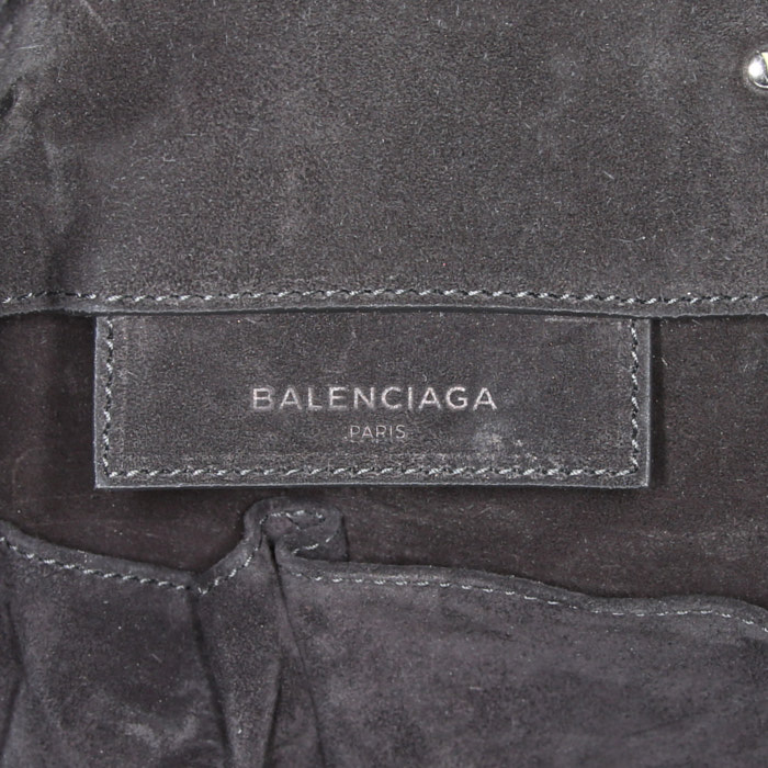 Shopping bag Balenciaga Papier A4 in camoscio nero - Detail D3
