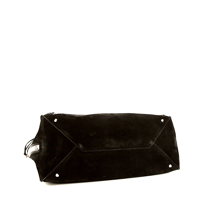 Shopping bag Balenciaga Papier A4 in camoscio nero - Detail D4