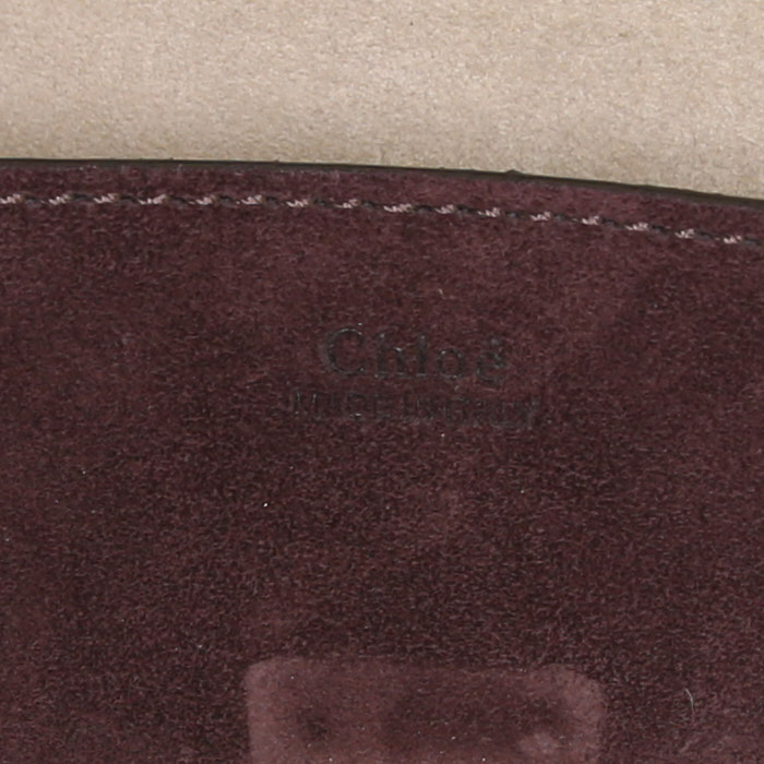 Chloé Drew small model shoulder bag in plum leather and plum suede - Detail D3