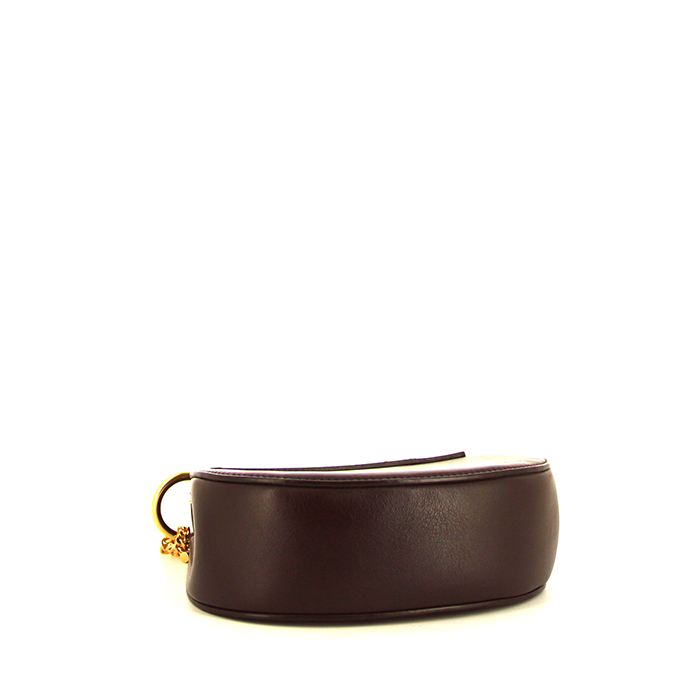 Chloé Drew small model shoulder bag in plum leather and plum suede - Detail D4