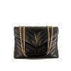 Saint Laurent Loulou medium model shoulder bag in black chevron quilted leather - 360 thumbnail
