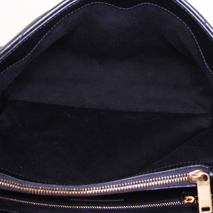 Saint Laurent Loulou medium model shoulder bag in black chevron quilted leather - Detail D3