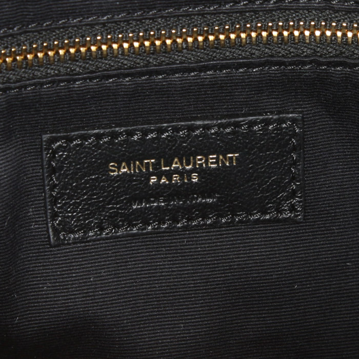 Borsa a tracolla Saint Laurent Loulou modello medio in pelle trapuntata a zigzag nera - Detail D4