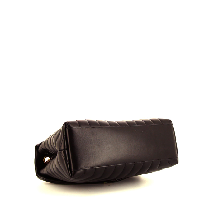 Saint Laurent Loulou medium model shoulder bag in black chevron quilted leather - Detail D5
