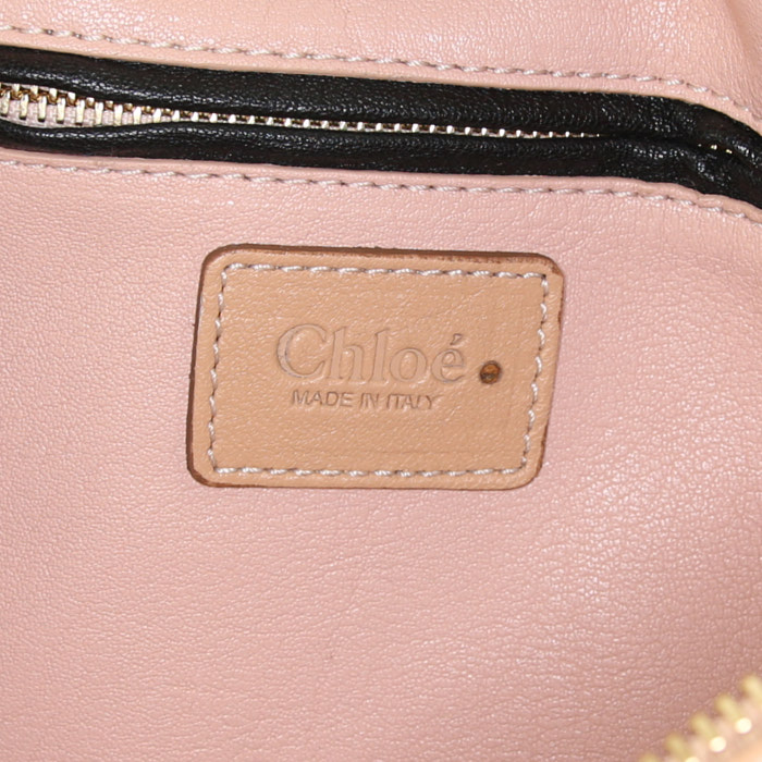 Bolso de mano Chloé Paraty en cuero beige - Detail D4