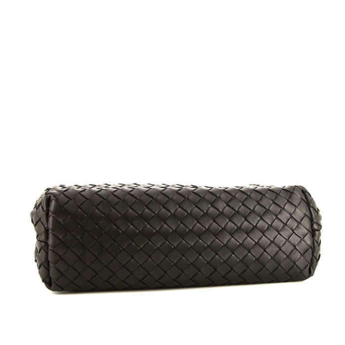 Bolso de mano Bottega Veneta Olimpia en cuero intrecciato negro - Detail D5