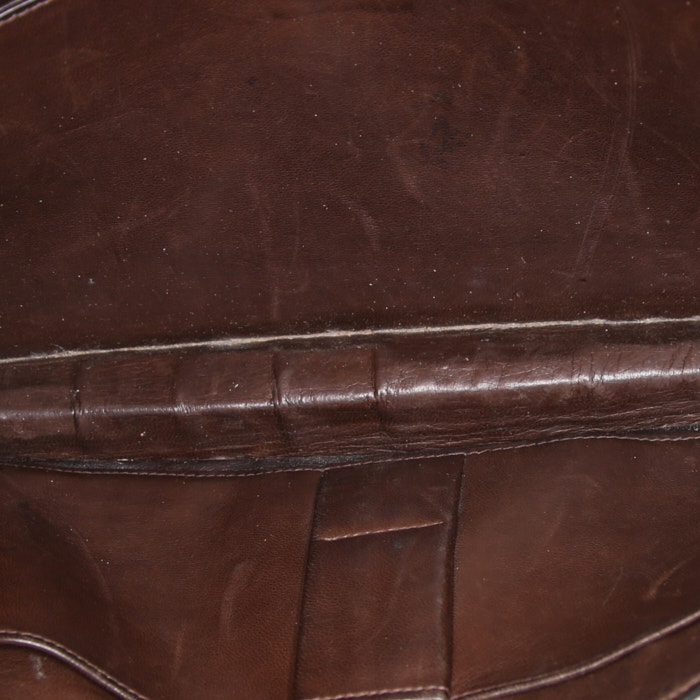 Bolso de mano Hermès Palonnier en cocodrilo marrón - Detail D2