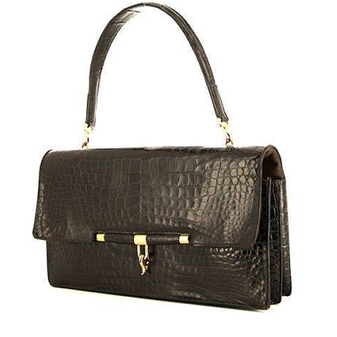 Sac à main Hermès Palonnier en crocodile marron