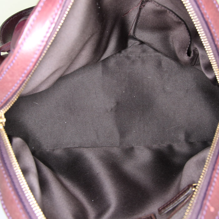 Sac à main Yves Saint Laurent Muse en cuir violet - Detail D2