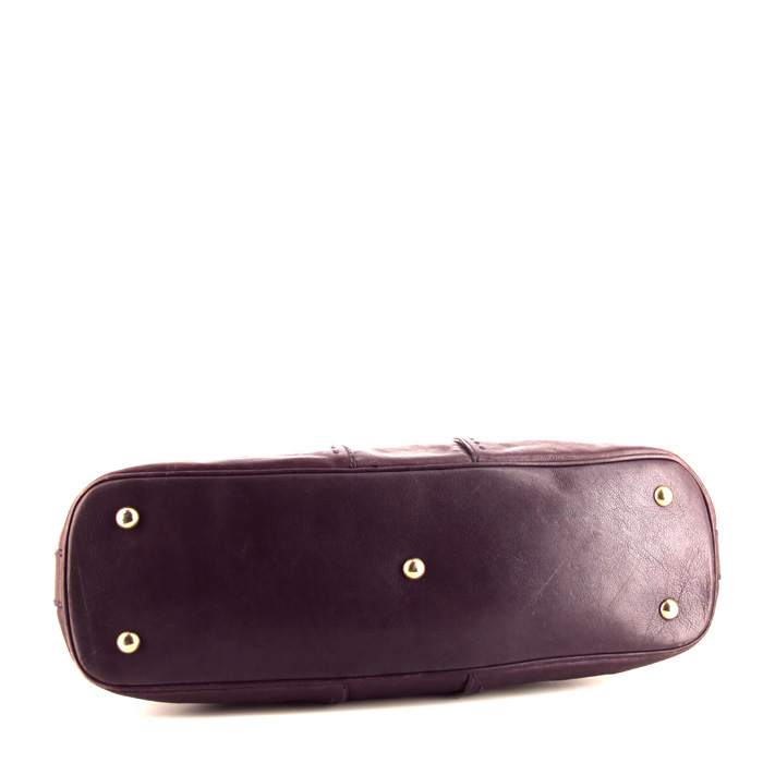 Sac à main Yves Saint Laurent Muse en cuir violet - Detail D4