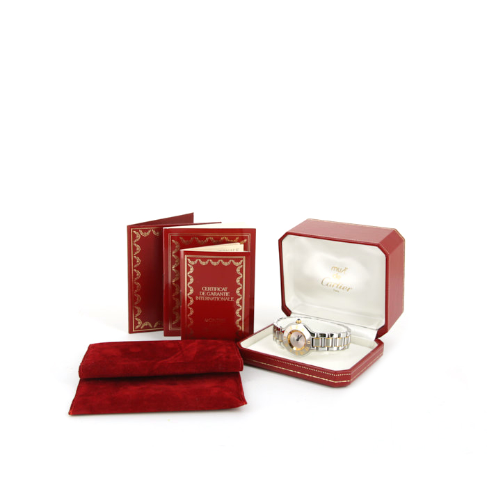 Cartier Must 21 watch in stainless steel and vermeil Ref:  1340 Circa  1997 - Detail D2