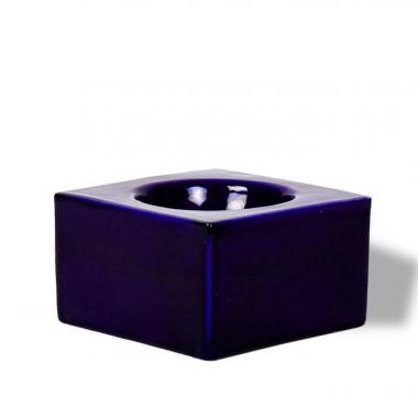 Ettore Sottsass, cendrier ou vide-poche mod. 444, de la série "Ceramiche a colaggio", en céramique émaillée bleu, édition Il Sestante, signé, des années 1960