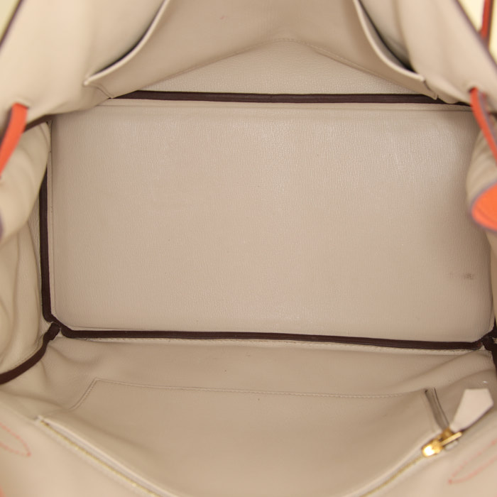 Hermes Birkin 35 cm handbag in orange togo leather - Detail D2