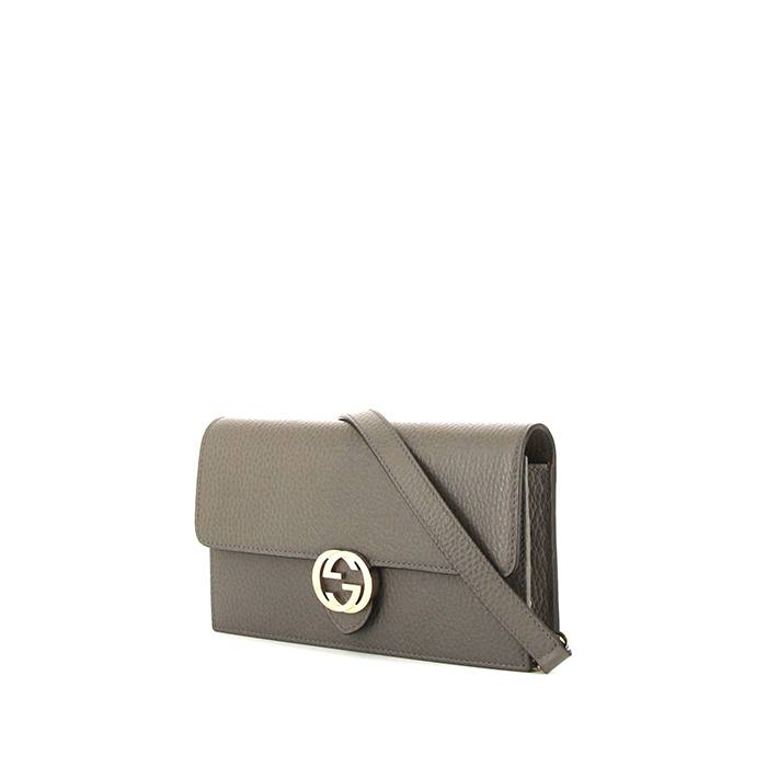 Gucci Interlocking G shoulder bag in grey grained leather - 00pp