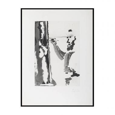 Pablo Picasso, "Peintre au travail. 2 mars 1965, II", aquatinte sur papier vélin crème, signée, numérotée et encadrée, de 1966