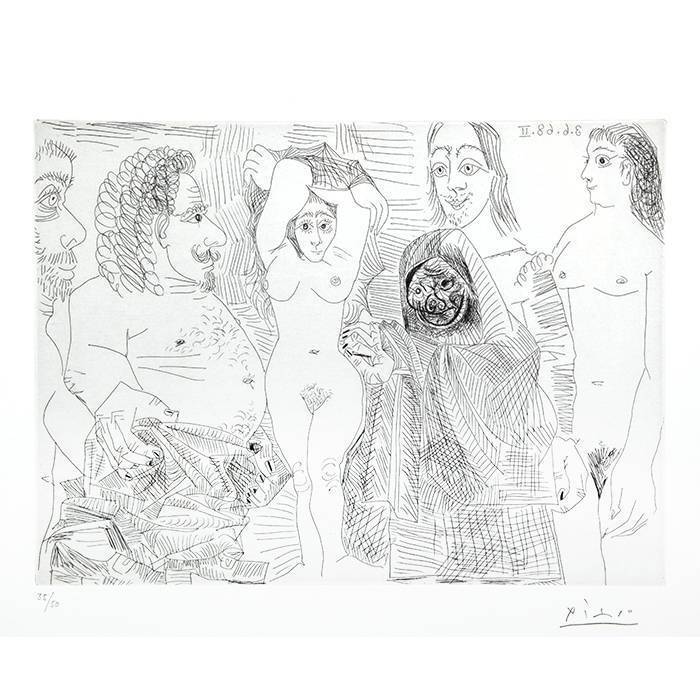 Pablo Picasso (1881-1973), Client bedonnant chez la Célestine - 1969 - Detail D1