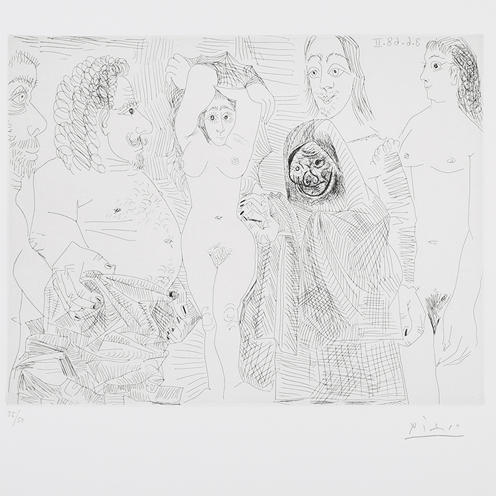 Pablo Picasso (1881-1973), Client bedonnant chez la Célestine - 1969 - Detail D2