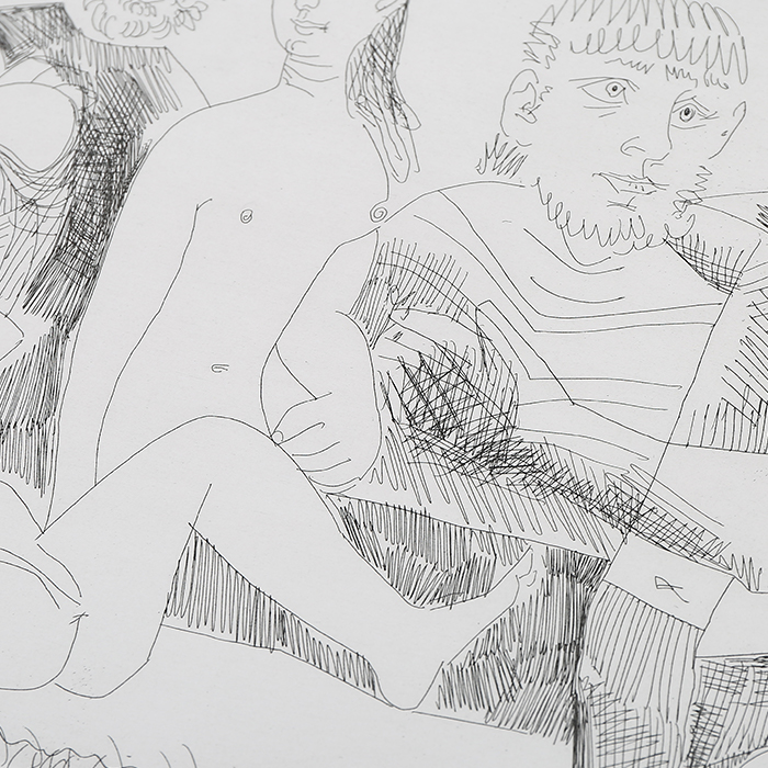 Pablo Picasso (1881-1973), Femme faisant la sieste, entourée de spectateurs, 10 juin 1968, II - 1969 - Detail D2
