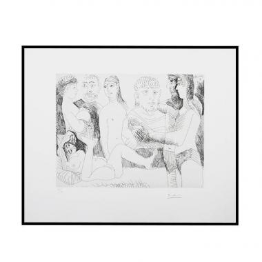 Pablo Picasso (1881-1973), Femme faisant la sieste, entourée de spectateurs, 10 juin 1968, II - 1969