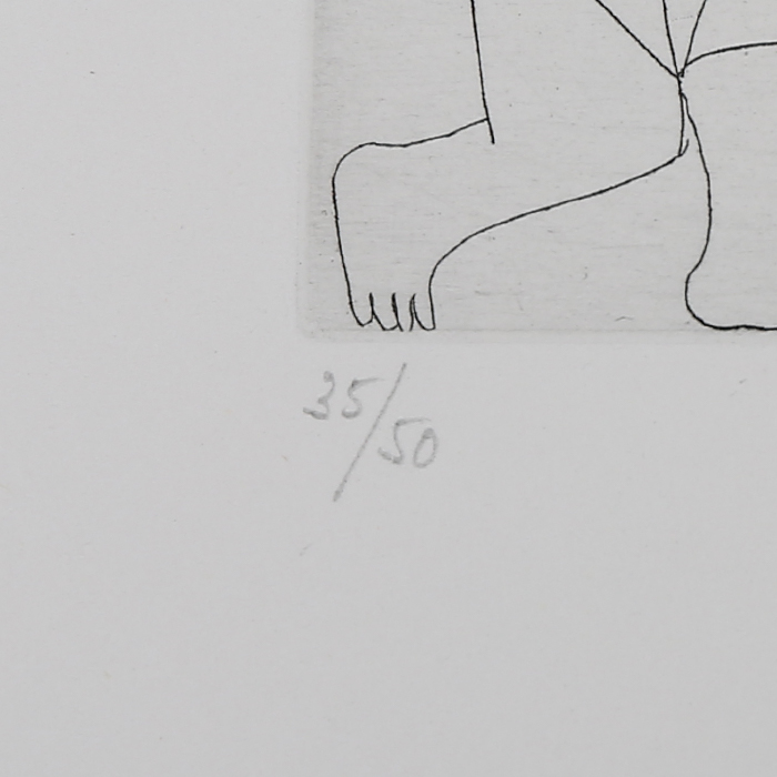Pablo Picasso, "Jeux de gladiateurs. 20 juin 1968, I", de la série "Les 347", planche 168, eau-forte sur papier vélin crème, signée, numérotée et encadrée, de 1969 - Detail D3