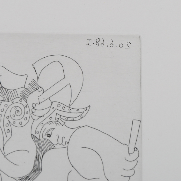 Pablo Picasso, “Jeux de gladiateurs. 20 juin 1968, I", from the "347" serie, print 168, etching on cream vellum paper, signed, numbered and framed, of 1969 - Detail D5