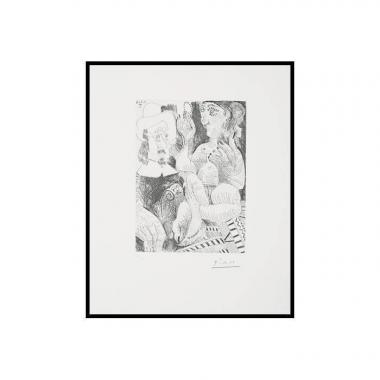 Pablo Picasso (1881-1973), Femme à sa toilette et homme au chapeau rembranesque, 8 août 1968, II - 1969